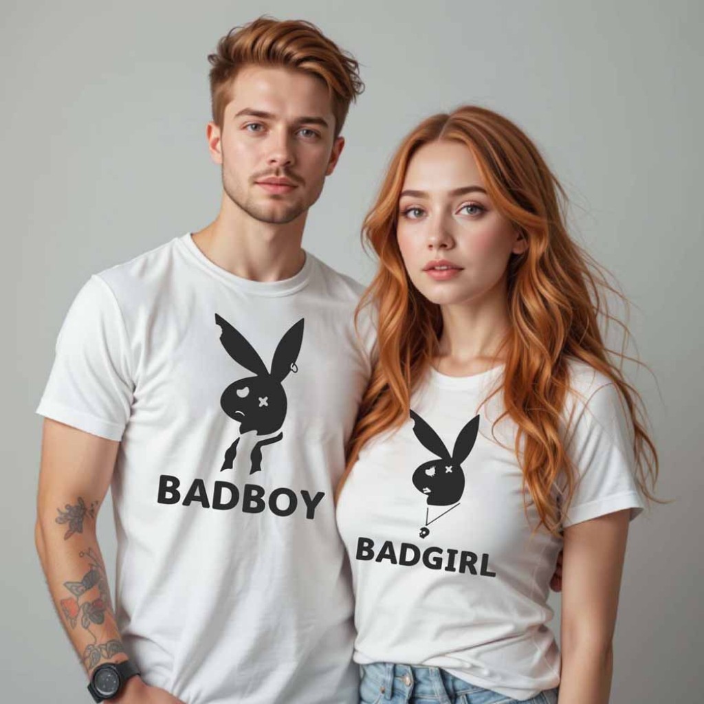 Párová trička s potiskem BadBoy a BadGirl Párová trička s potiskem BadBoy a BadGirl