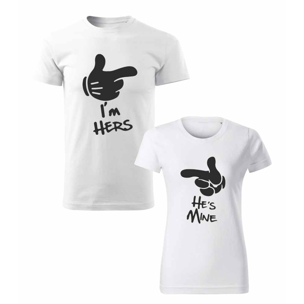 Párová trička s potiskem Im hers a He is mine Párová trička s potiskem Im hers a He is mine