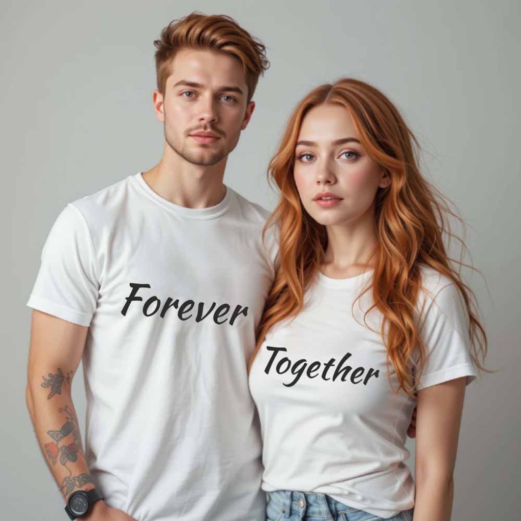 Párová trička s potiskem Forever Together Párová trička s potiskem Forever Together