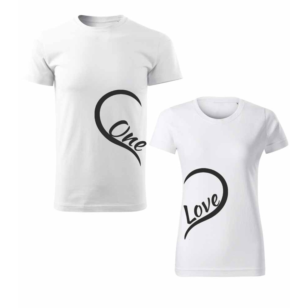 Párová trička s potiskem One Love Párová trička s potiskem One Love