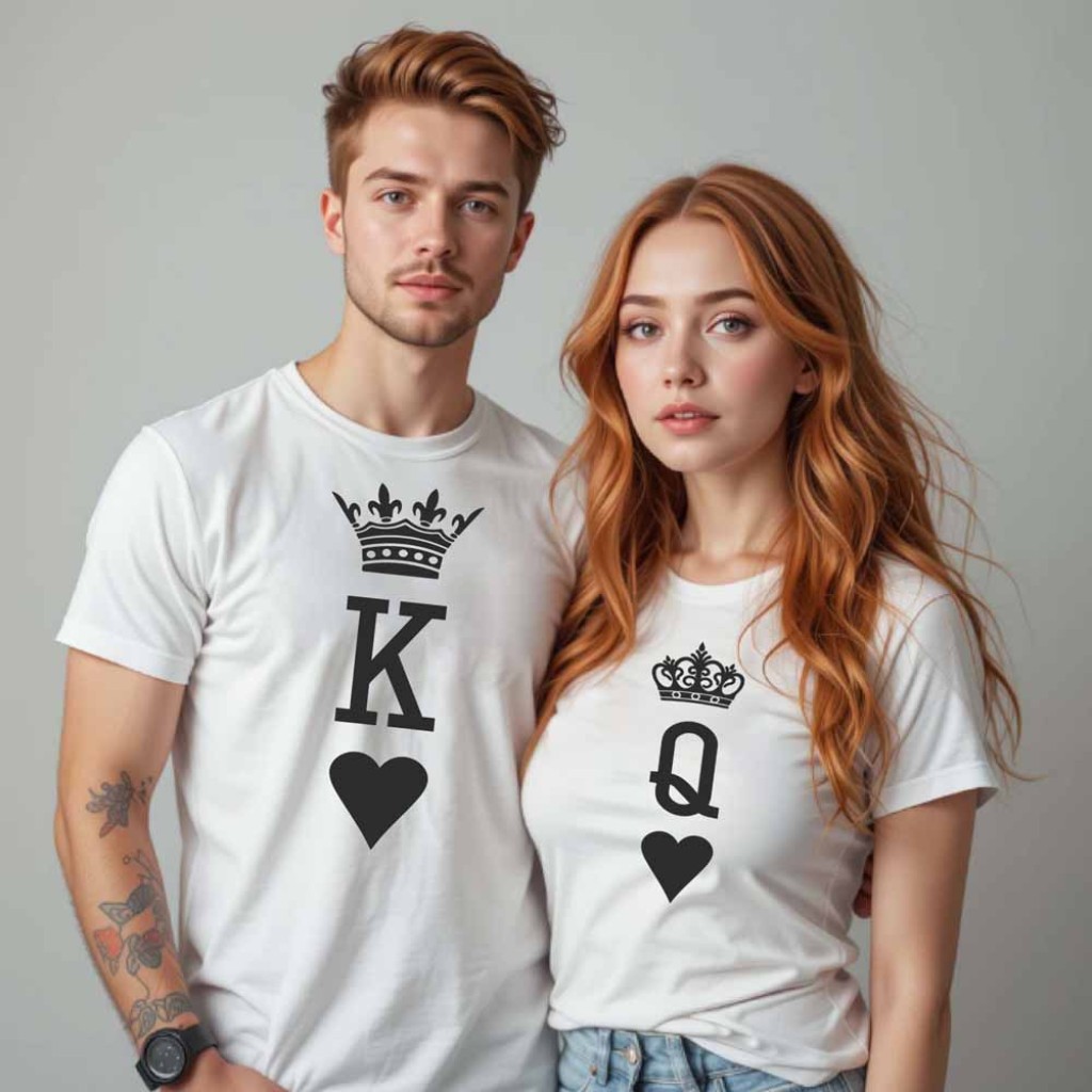 Párová trička s potiskem King a Queen Párová trička s potiskem King a Queen