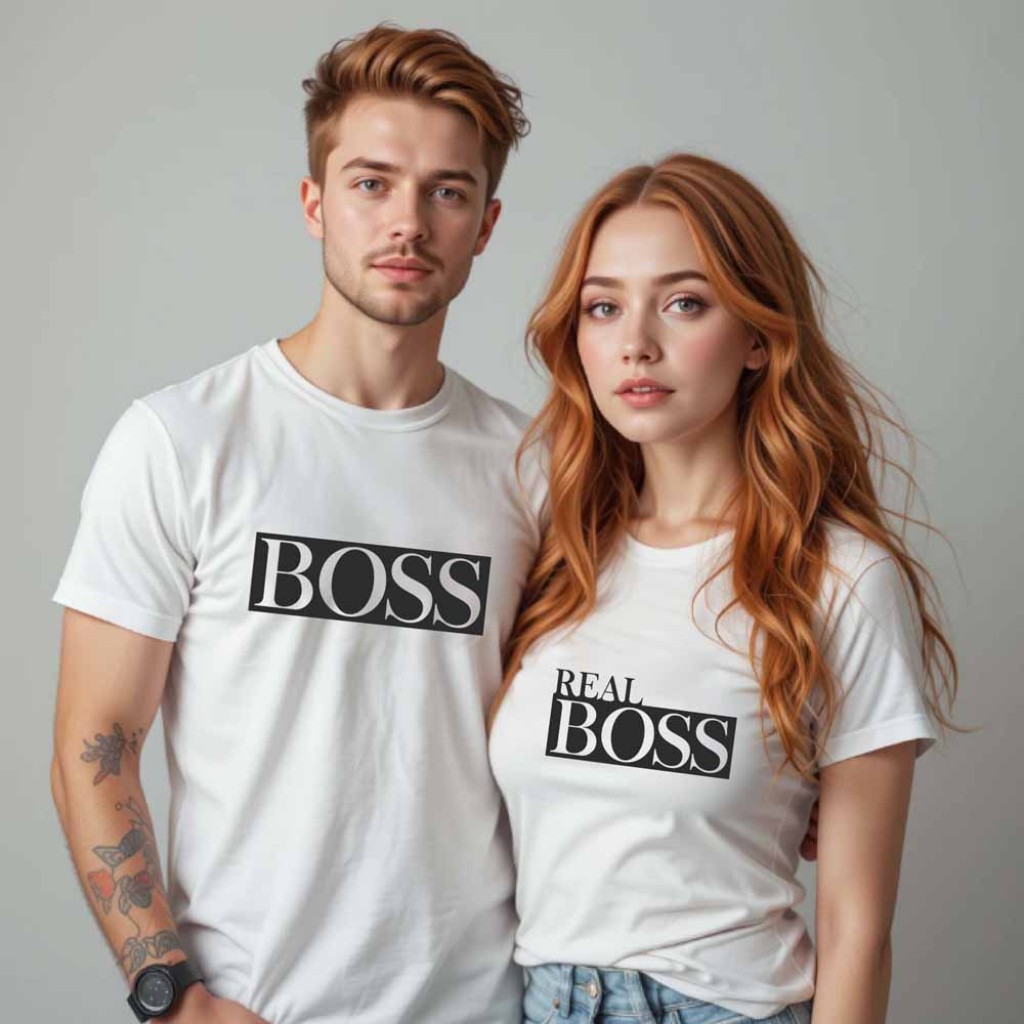 Párová trička s potiskem Boss a Real Boss Párová trička s potiskem Boss a Real Boss