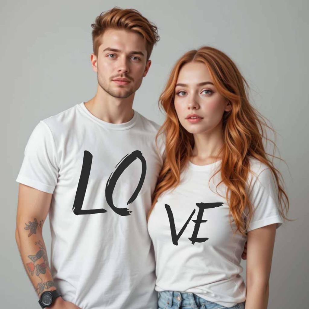 Párová trička s potiskem Love Párová trička s potiskem Love